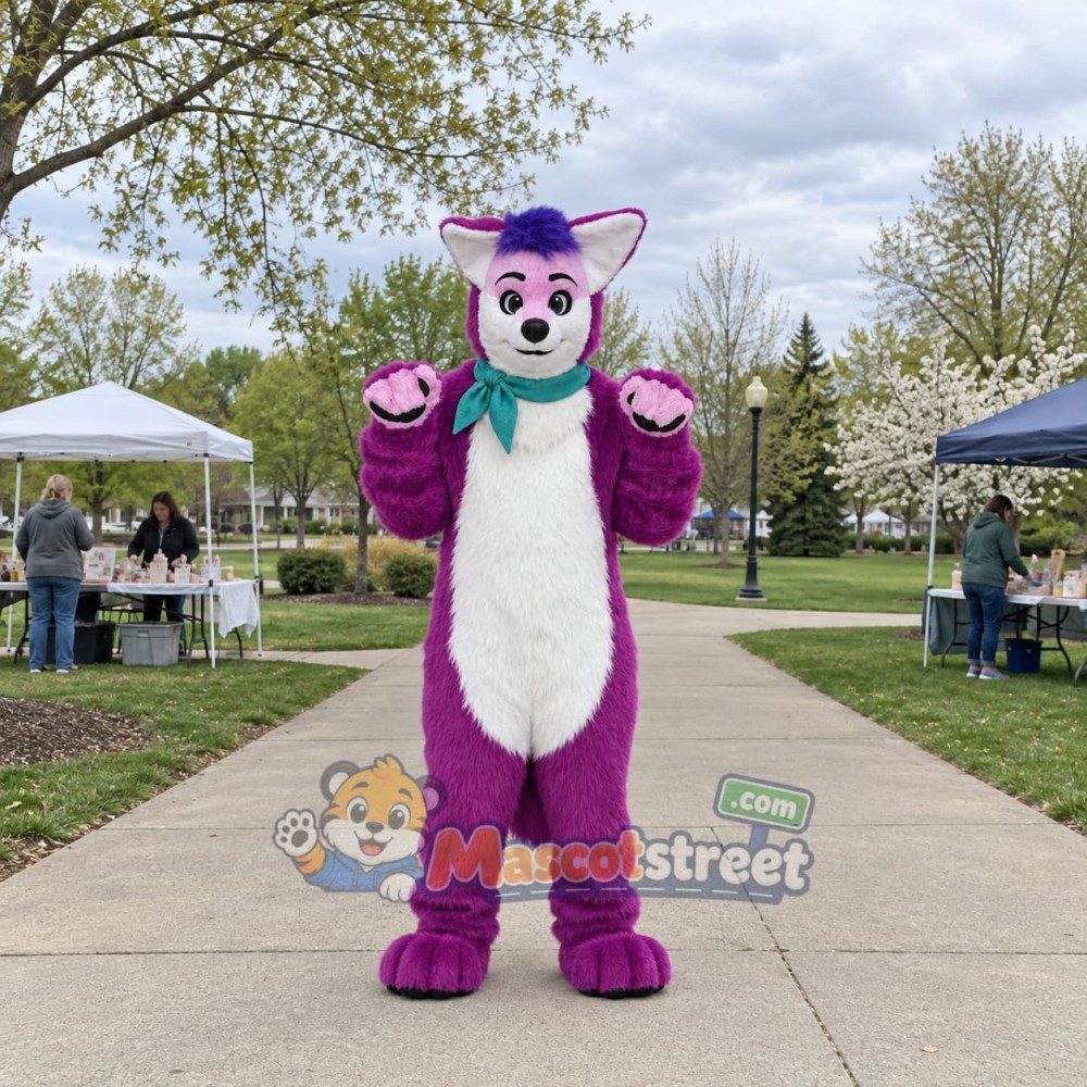 Purple Fox Mascot Costume with White Belly Purple Fox Mascot Costume with White Belly
