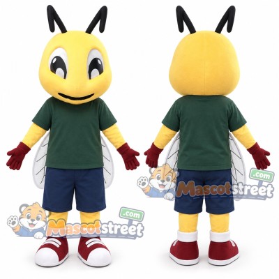 Yellow Ant Mascot Costume with Green Shirt and Navy Shorts Yellow Ant Mascot Costume with Green Shirt and Navy Shorts