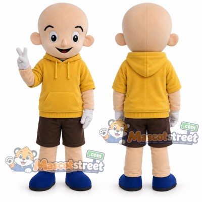 Boy Mascot Costume with Yellow Hoodie and Brown Shorts