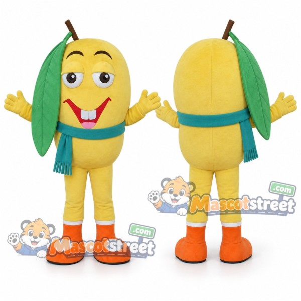 Yellow Melon Mascot Costume with Teal Scarf