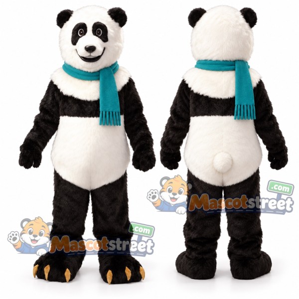Panda Mascot Costume with Teal Scarf