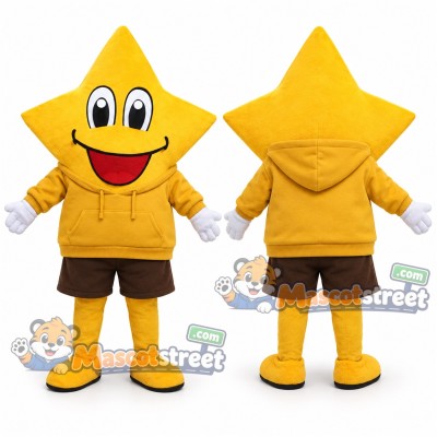 Yellow Star Mascot Costume with Yellow Hoodie and Brown Shorts Yellow Star Mascot Costume with Yellow Hoodie and Brown Shorts