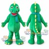Green Dinosaur Mascot Costume with Teal Scarf