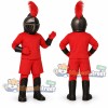 Knight Mascot Costume with Red Uniform and Black Helmet