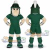 Warrior Mascot Costume with Green Uniform and Helmet
