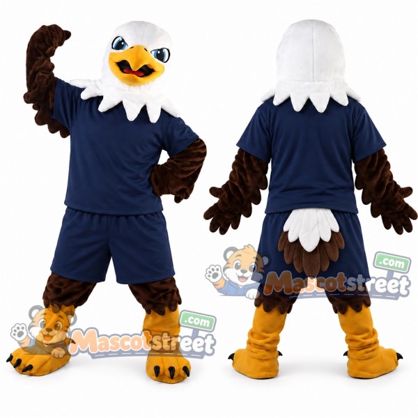 Bald Eagle Mascot Costume with Navy Shirt and Shorts
