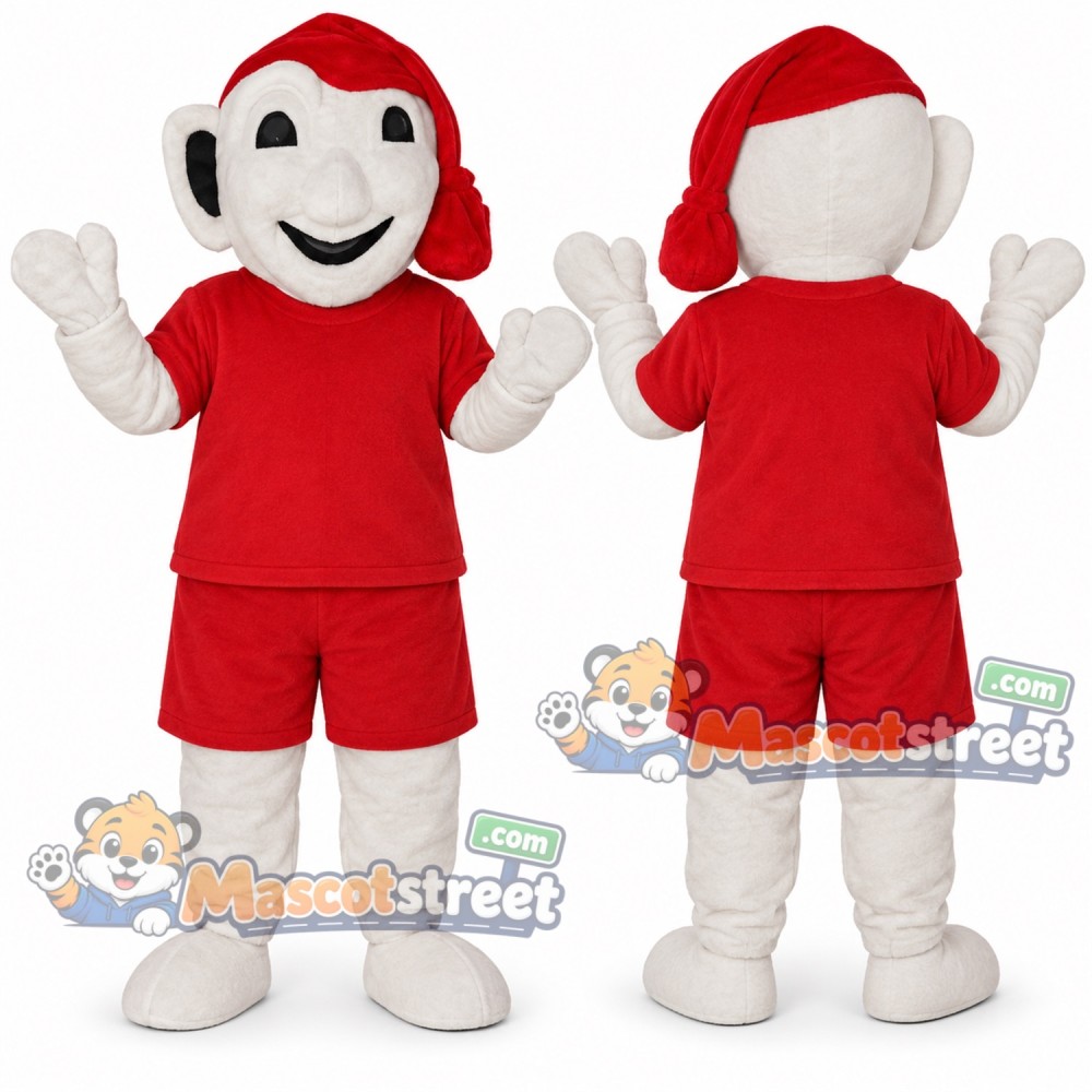 Snowman Mascot Costume with Red Shirt, Red Shorts and Santa Hat Snowman Mascot Costume with Red Shirt, Red Shorts and Santa Hat