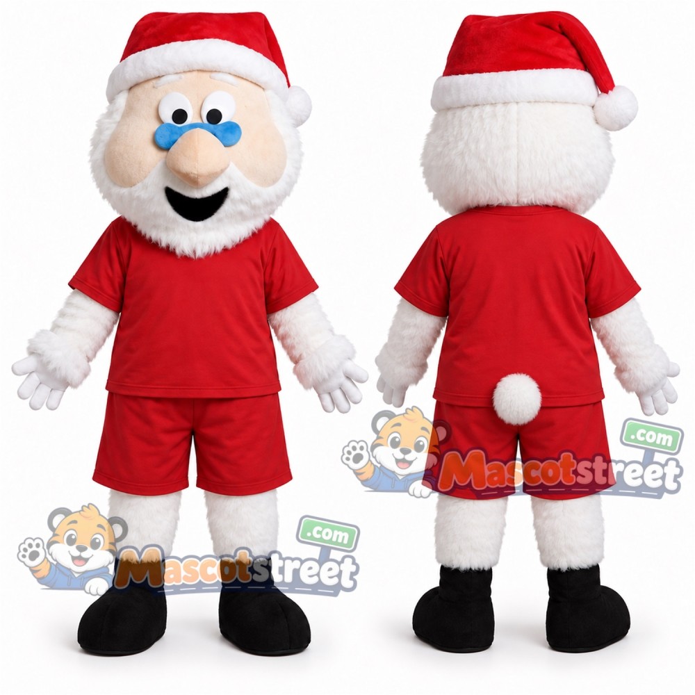Santa Claus Mascot Costume with Red Shirt, Red Shorts and Santa Hat Santa Claus Mascot Costume with Red Shirt, Red Shorts and Santa Hat