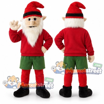 Christmas Elf Mascot Costume with Red Shirt, Green Shorts and Red Hat Christmas Elf Mascot Costume with Red Shirt, Green Shorts and Red Hat