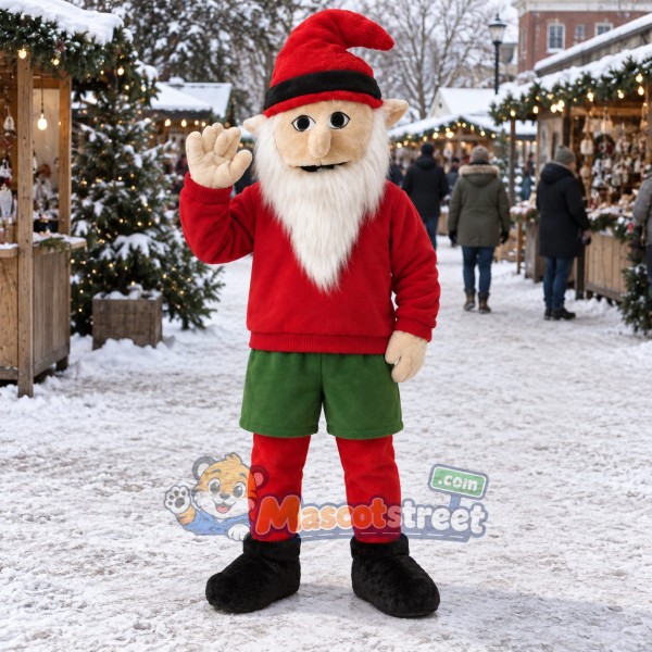 Christmas Elf Mascot Costume with Red Shirt, Green Shorts and Red Hat Christmas Elf Mascot Costume with Red Shirt, Green Shorts and Red Hat