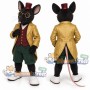 Black Mouse Mascot Costume with Gold Coat, Burgundy Vest, Green Pants and Top Hat