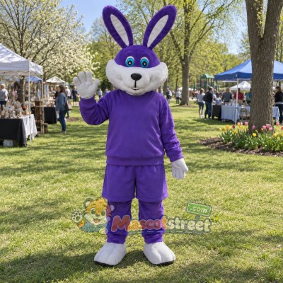 Purple Rabbit Mascot Costume with Purple Shirt and Pants