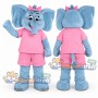 Blue Elephant Mascot Costume with Pink Shirt and Shorts