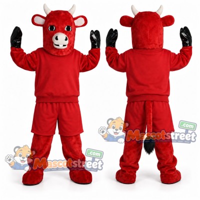 Red Bull Mascot Costume with Red Shirt and Shorts