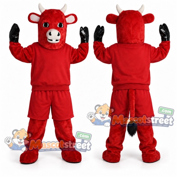 Red Bull Mascot Costume with Red Shirt and Shorts