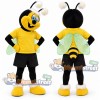 Yellow Bee Mascot Costume with Yellow Shirt and Black Shorts