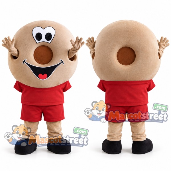 Doughnut Mascot Costume with Red Shirt and Shorts
