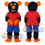 Black and Orange Mouse Mascot Costume with Red Shirt and Blue Shorts