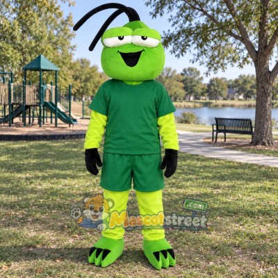 Green Grasshopper Mascot Costume with Green Shirt and Shorts Green Grasshopper Mascot Costume with Green Shirt and Shorts