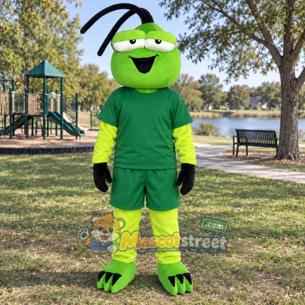 Green Grasshopper Mascot Costume with Green Shirt and Shorts Green Grasshopper Mascot Costume with Green Shirt and Shorts