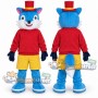 Blue and White Fox Mascot Costume with Red Shirt, Yellow Shorts and Top Hat