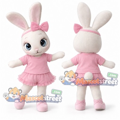 White Rabbit Mascot Costume with Pink Dress