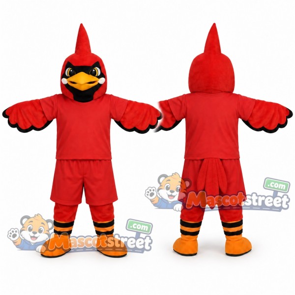 Red Cardinal Mascot Costume with Red Shirt and Shorts