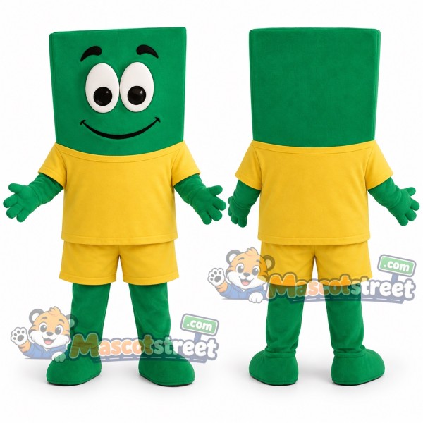Green Book Mascot Costume with Yellow Shirt and Shorts