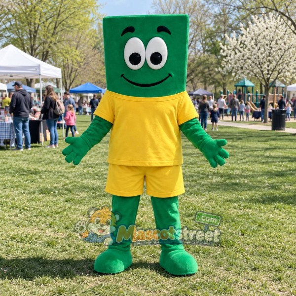 Green Book Mascot Costume with Yellow Shirt and Shorts Green Book Mascot Costume with Yellow Shirt and Shorts