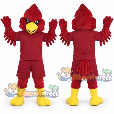 Red Eagle Mascot Costume with Burgundy Shirt and Shorts Red Eagle Mascot Costume with Burgundy Shirt and Shorts