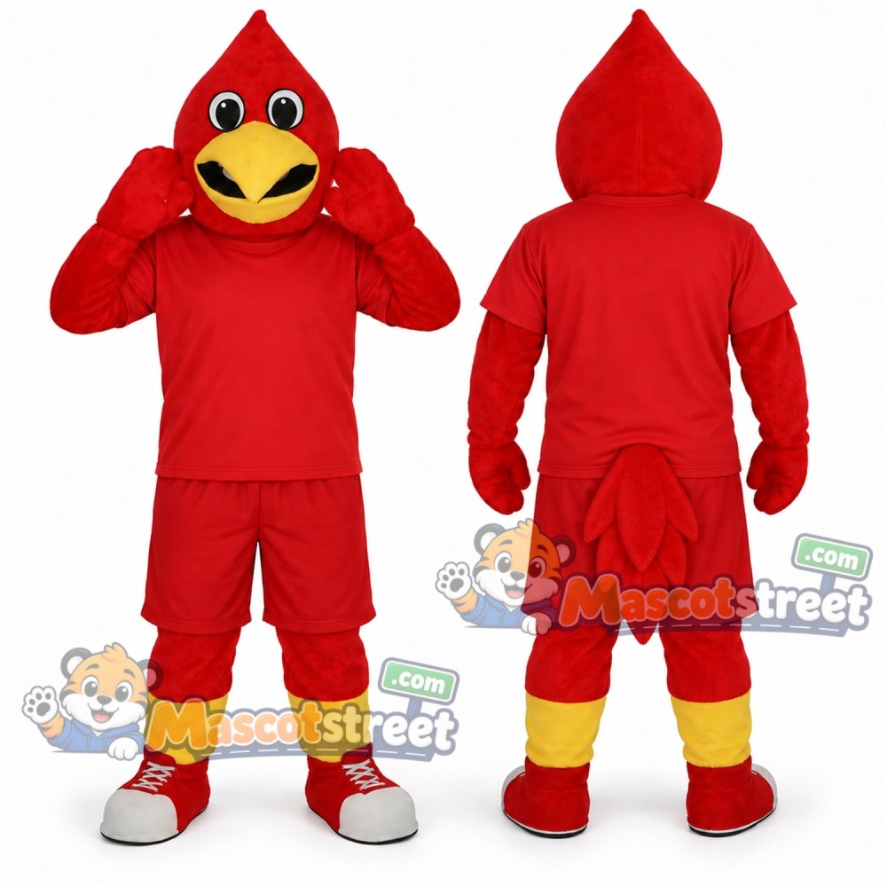 Red Bird Mascot Costume with Red Shirt and Shorts Red Bird Mascot Costume with Red Shirt and Shorts