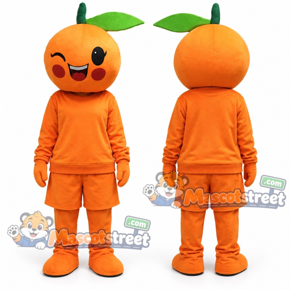 Orange Fruit Mascot Costume with Orange Shirt and Shorts Orange Fruit Mascot Costume with Orange Shirt and Shorts