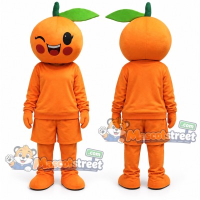 Orange Fruit Mascot Costume with Orange Shirt and Shorts Orange Fruit Mascot Costume with Orange Shirt and Shorts