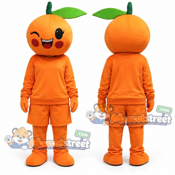 Orange Fruit Mascot Costume with Orange Shirt and Shorts