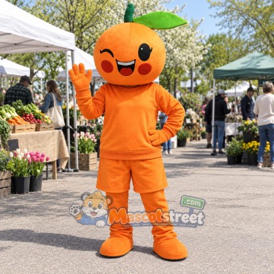 Orange Fruit Mascot Costume with Orange Shirt and Shorts Orange Fruit Mascot Costume with Orange Shirt and Shorts