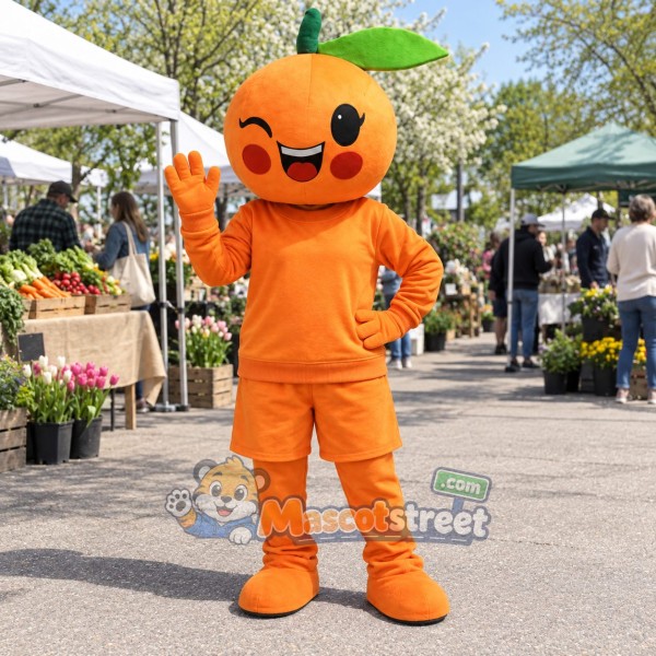 Orange Fruit Mascot Costume with Orange Shirt and Shorts Orange Fruit Mascot Costume with Orange Shirt and Shorts