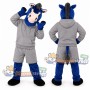 Blue Donkey Mascot Costume with Gray Sweatshirt and Shorts