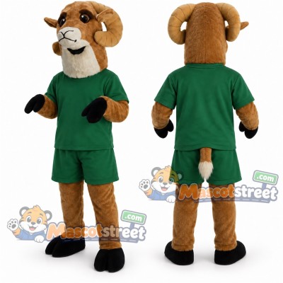 Brown Antelope Mascot Costume with Green Shirt and Shorts Brown Antelope Mascot Costume with Green Shirt and Shorts