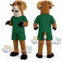 Brown Antelope Mascot Costume with Green Shirt and Shorts