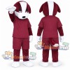 Burgundy and White Dog Mascot Costume with Burgundy Shirt and Pants