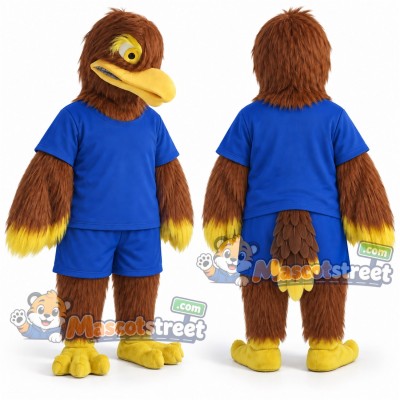 Brown Eagle Mascot Costume with Blue Shirt and Shorts Brown Eagle Mascot Costume with Blue Shirt and Shorts