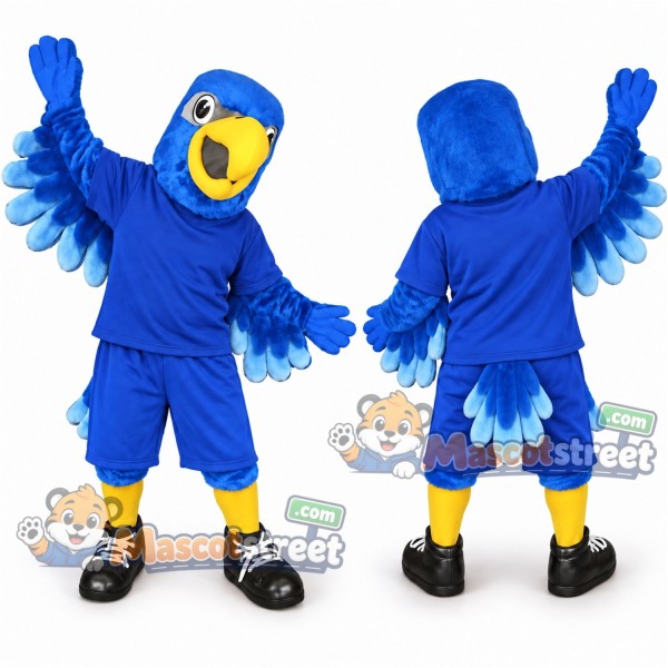 Blue Falcon Mascot Costume with Blue Shirt and Shorts