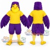 Purple Falcon Mascot Costume with Yellow Shirt and Purple Shorts