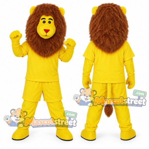 Yellow Lion Mascot Costume with Yellow Shirt and Pants