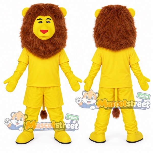 Yellow Lion Mascot Costume with Yellow Shirt and Pants