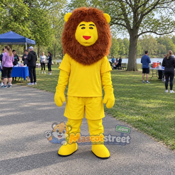 Yellow Lion Mascot Costume with Yellow Shirt and Pants