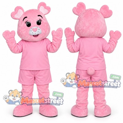 Pink Bear Mascot Costume with Pink Shirt and Shorts Pink Bear Mascot Costume with Pink Shirt and Shorts