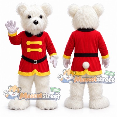White Bear Mascot Costume with Red Soldier Coat White Bear Mascot Costume with Red Soldier Coat