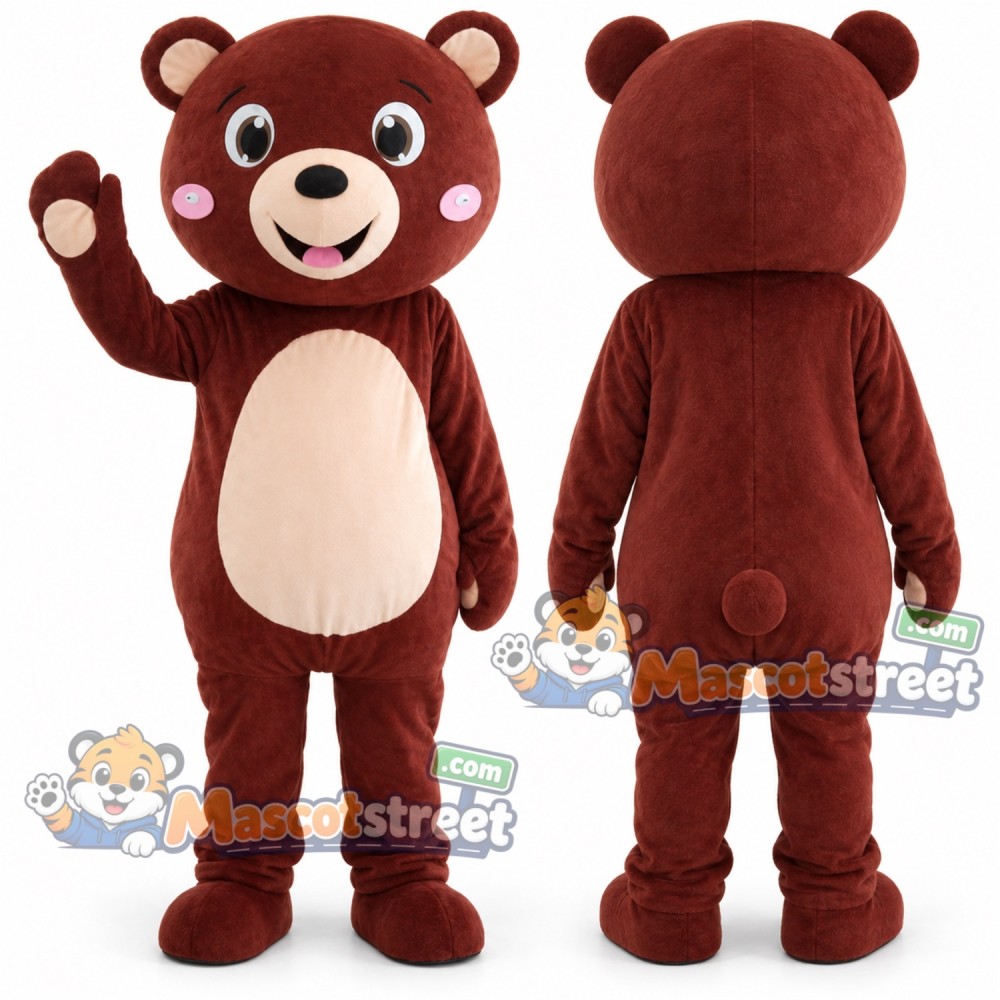 Burgundy Bear Mascot Costume Burgundy Bear Mascot Costume