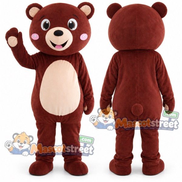 Burgundy Bear Mascot Costume